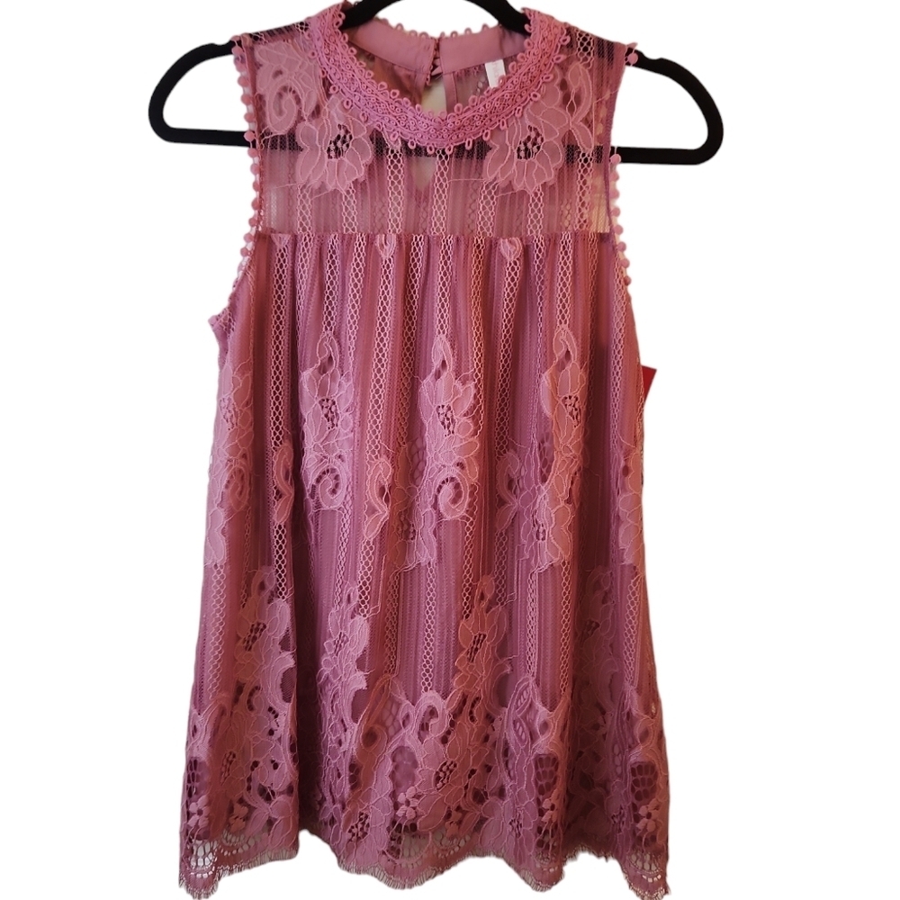 NWT Xhilaration Mauve Sleeveless Laced Forest Fairy-Fairycore Grunge Top Size S